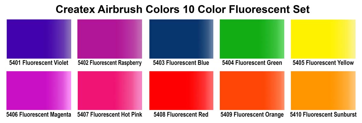5817-00 10-Color Fluorescent Airbrush Color Set