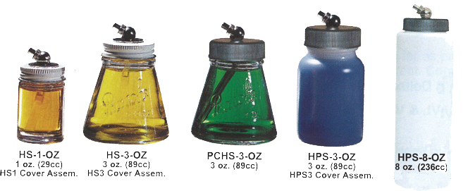 3 oz Clear Paasche Airbrush H-3-OZ-3P Glass Assembly Paint Bottle 